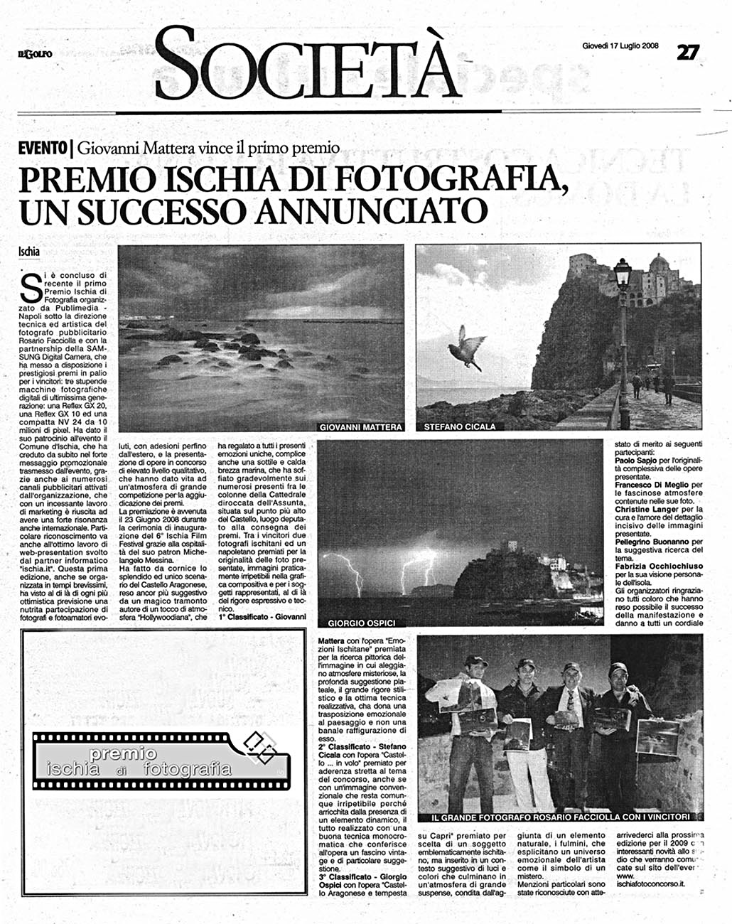 " Il Golfo " quotidiano di Ischia - Luglio 2008